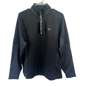 Callaway Golf Black Ottoman Tech Fleece 1/4 Zip Pullover Size‎ Small NEW